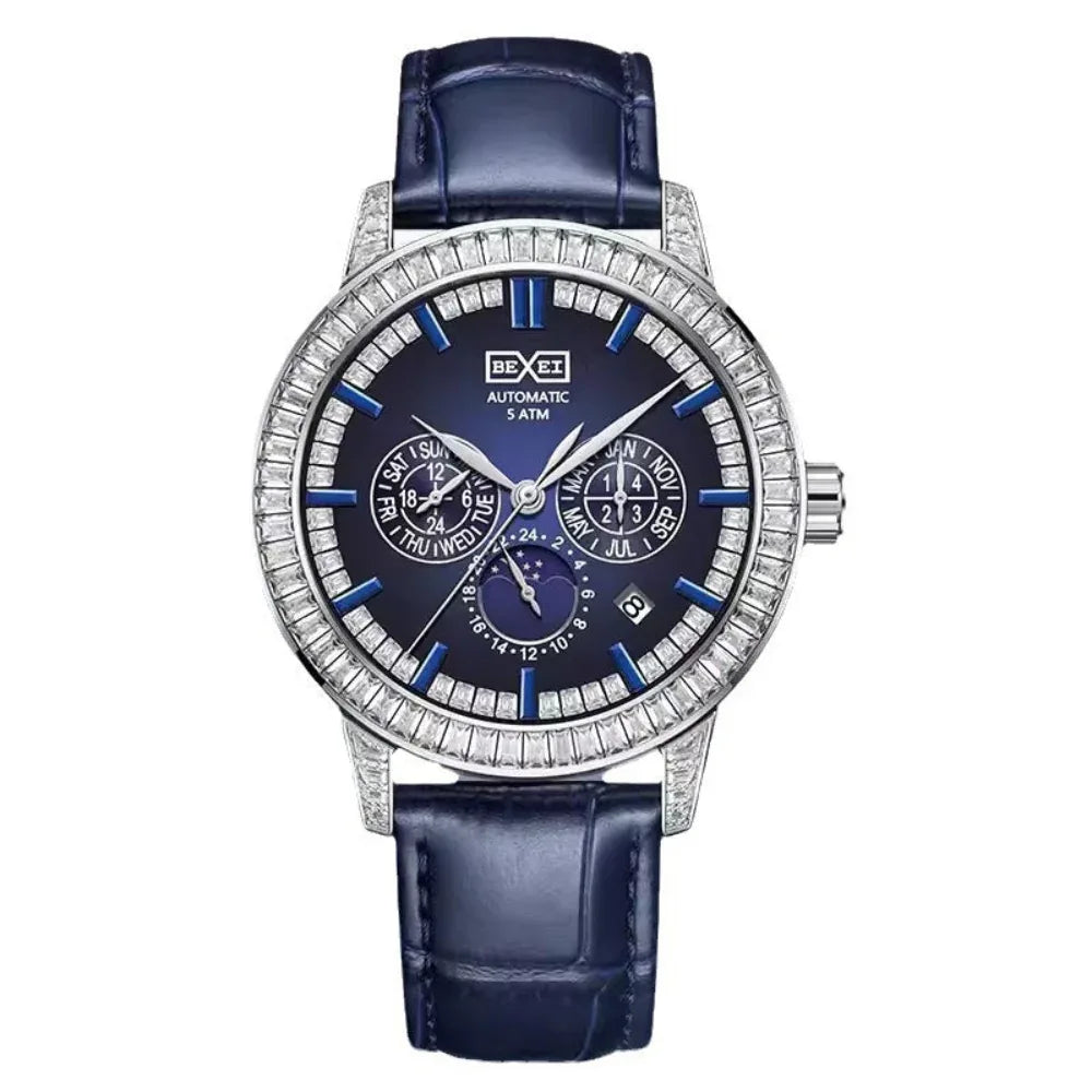 Men's Elegant Diamond Bezel Mechanical Watch