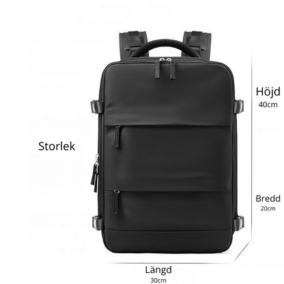 Multifunktionell Reseryggsäck 35L – Skofack, 180° öppning & handbagage