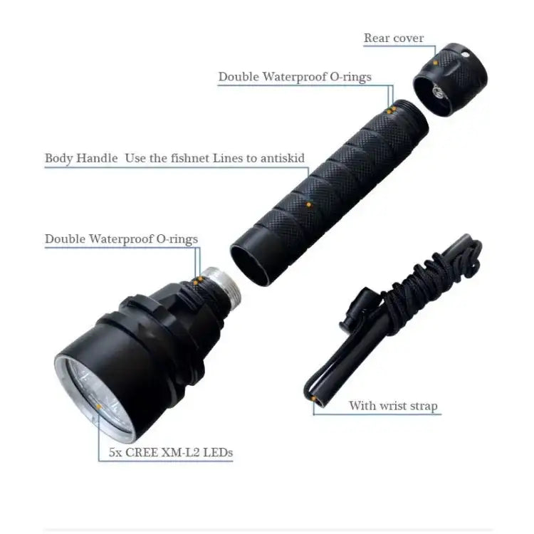 Professionell dykficklampa 6800LM – IPX8 vattentät LED-lampa för undervattensbruk