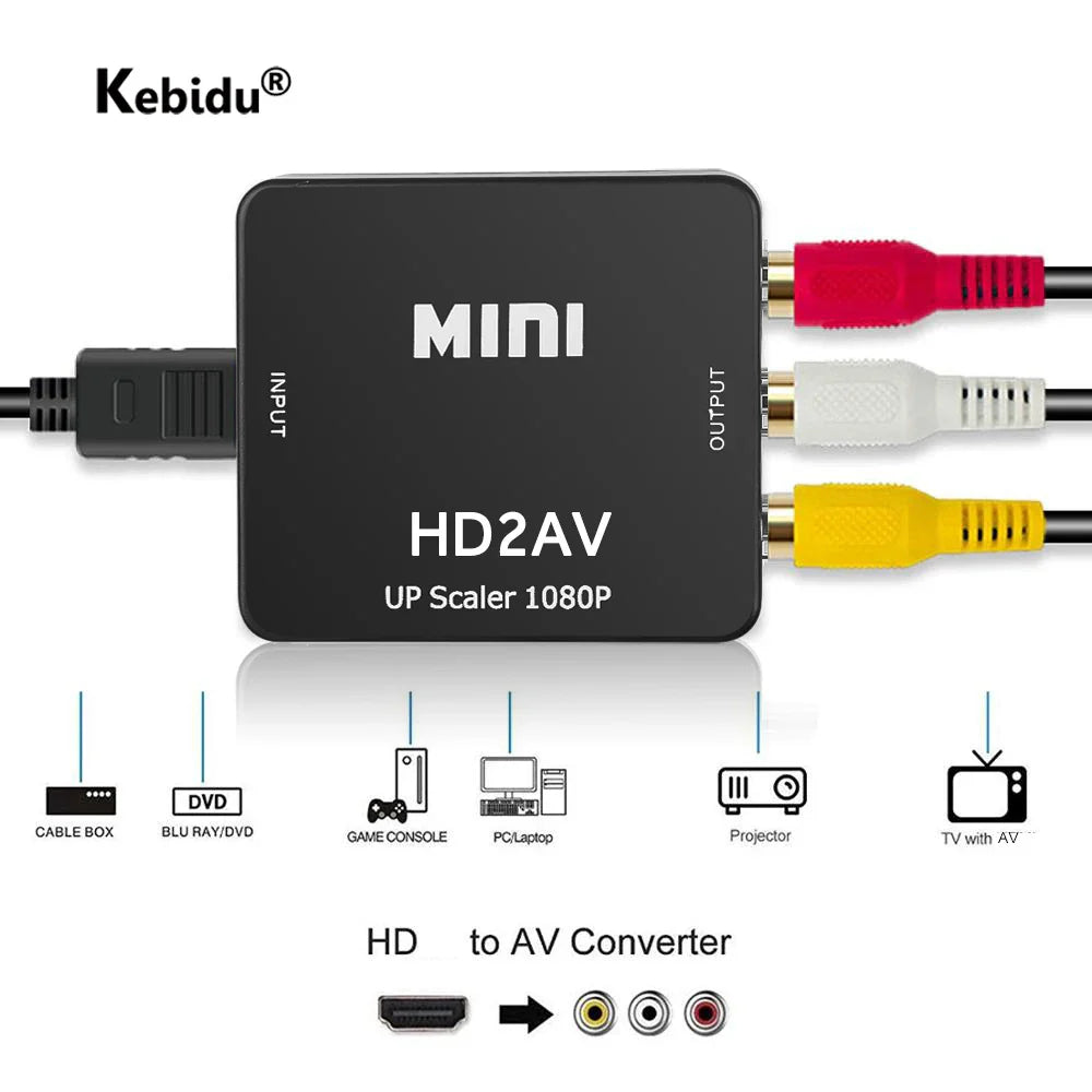 1080P HDMI to RCA AV Converter Adapter