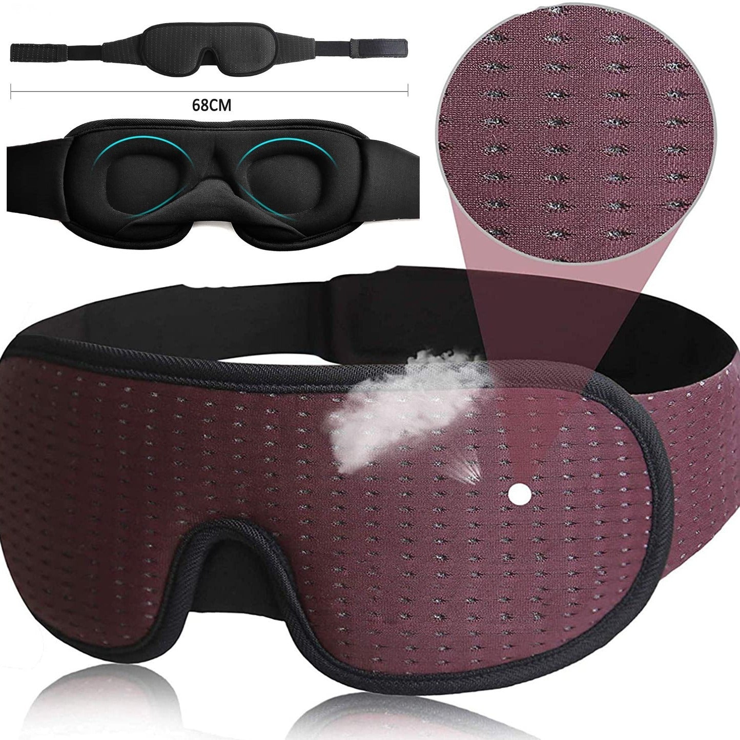 Ventilerad 3D Sovmask – Andningsbar Ögonmask med Ögonkammare