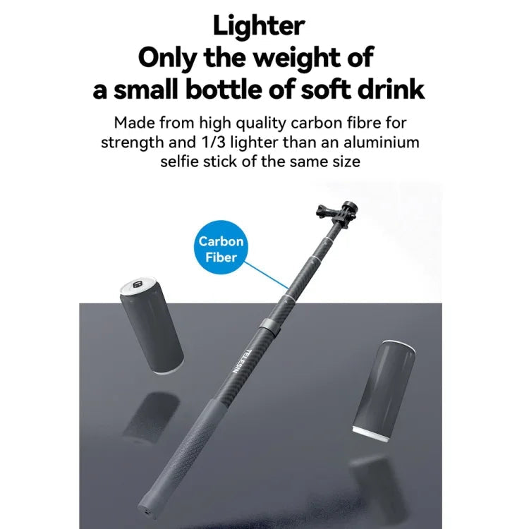 TELESIN 3M Kolfiber Selfie Stick Monopod med 1/4"-Gänga