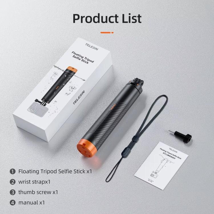 Telesin Flytande Selfiepin-Stativ 220 - 610 mm mit Stativ für GoPro