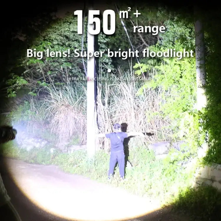 Uppladdningsbar LED ficklampa med zoom och LCD-display – 3000 mAh