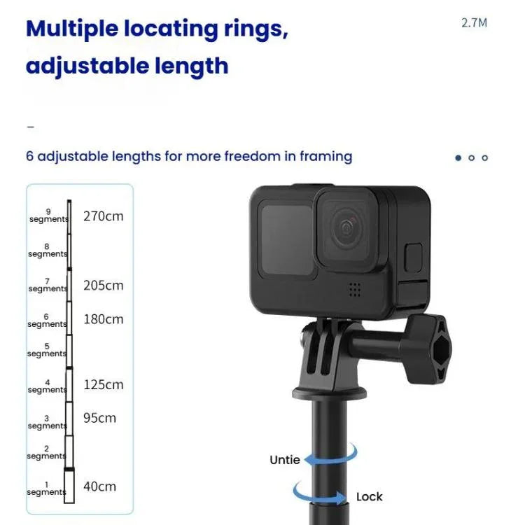 TELESIN Gen 2 2,7 m Kolfiber Selfie Stick