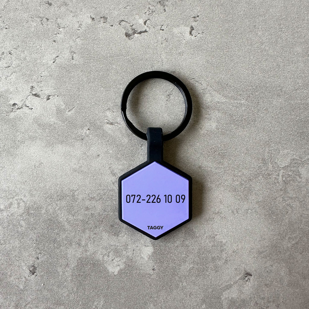 Lila namnbrika bis hund - Typsnitt Anton