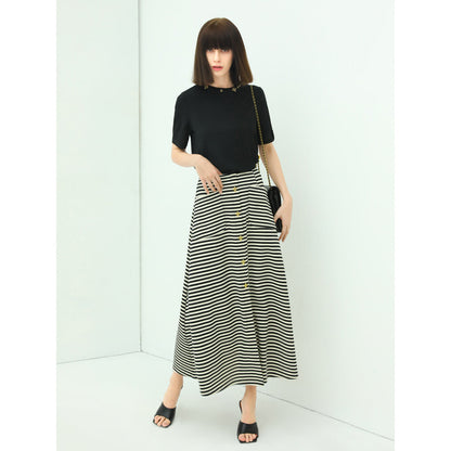 A Line Maxi Striped Skirt-2