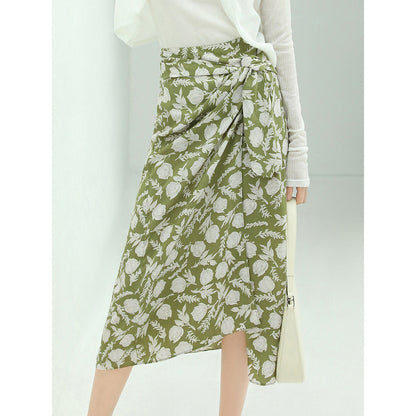 Aesthetic Side Twist Grassland Wrap Skirt-0