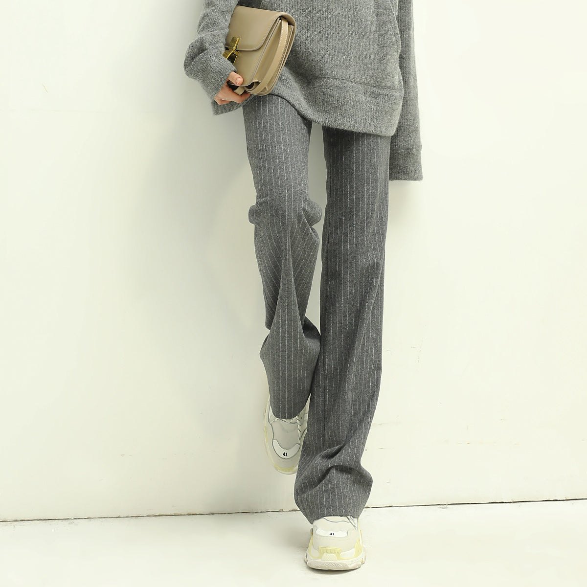 All-Around Warm Striped Grey Wool Pants-0