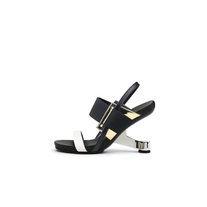 Artistic Glow Ankle Strap Pivot Heel Sandals-5