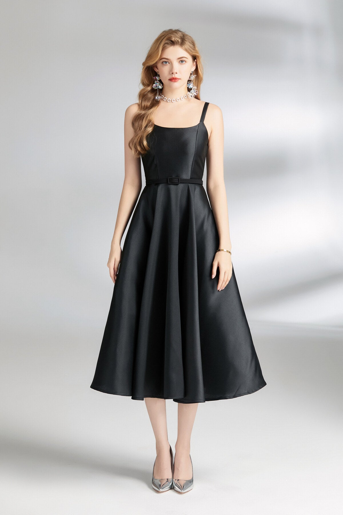Audrey Hepburn Spaghetti Strap Flare Dress-0
