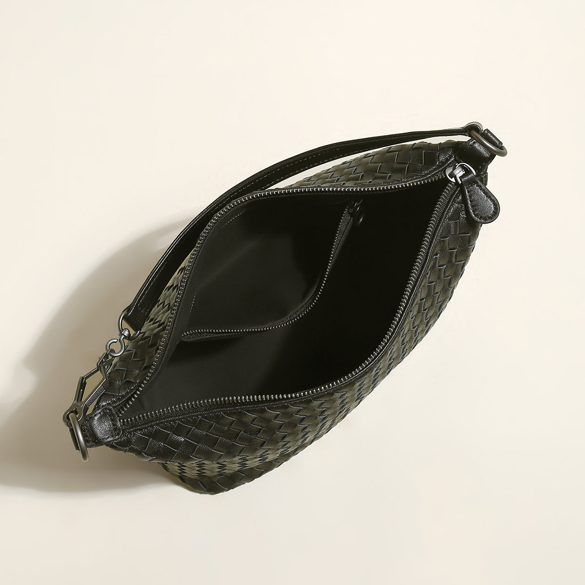 Belmont Black Slouchy Woven Shoulder Bag-2