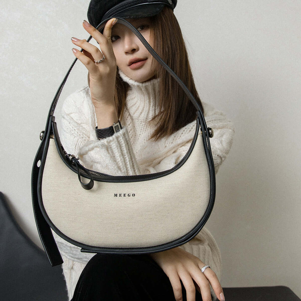 Black and White Crescent Bag-1