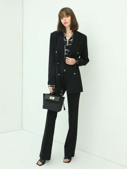 Black High-Waisted Flare Pants-0