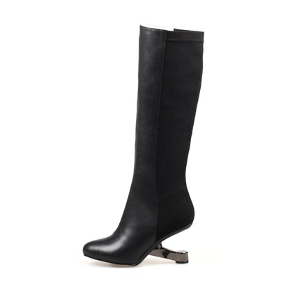 Black Knee-High Leather Boots-0