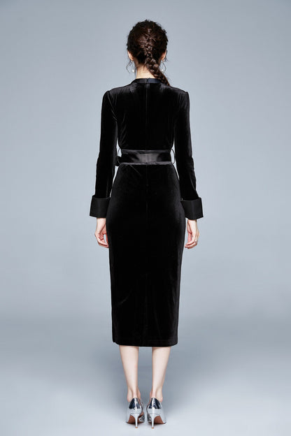 Black Velvet Kimono Dress-3