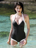 Black Vintage One Piece Swimsuit-0