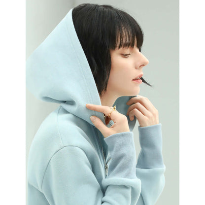 Blue Cropped Zip Through Hoodie-2