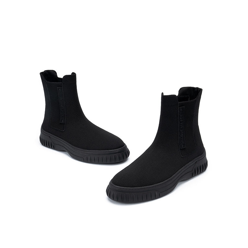 British Style Thick Soled Sporty Chelsea Ankle Boots-3