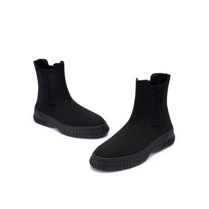 British Style Thick Soled Sporty Chelsea Ankle Boots-3