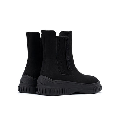 British Style Thick Soled Sporty Chelsea Ankle Boots-4