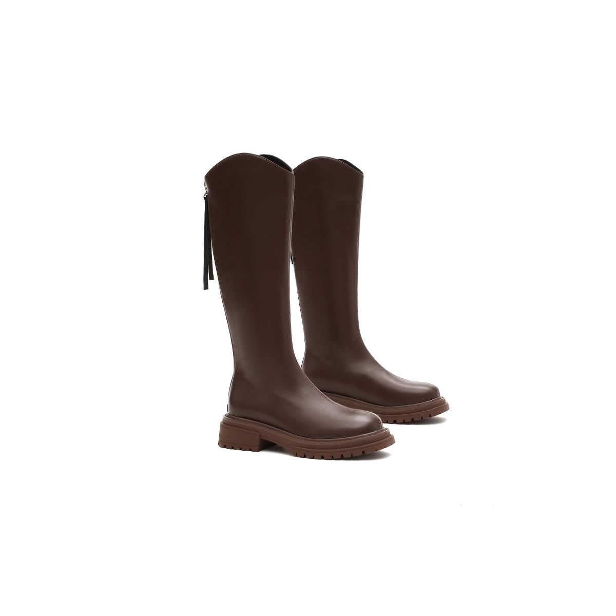 Brown Leather Knee-High Riding Boots-4
