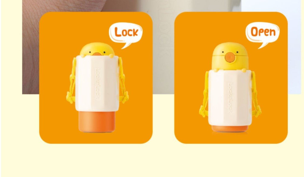 Cartoon Duckie Kids Soft Straw 300ml Yellow Leak Proof Insulated Water Bottle-1