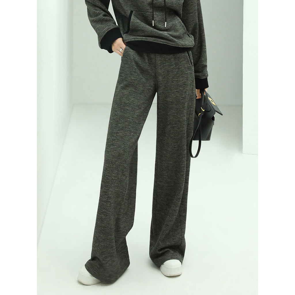 Casual Knitted Pants with Side Pockets in Charcoal-0