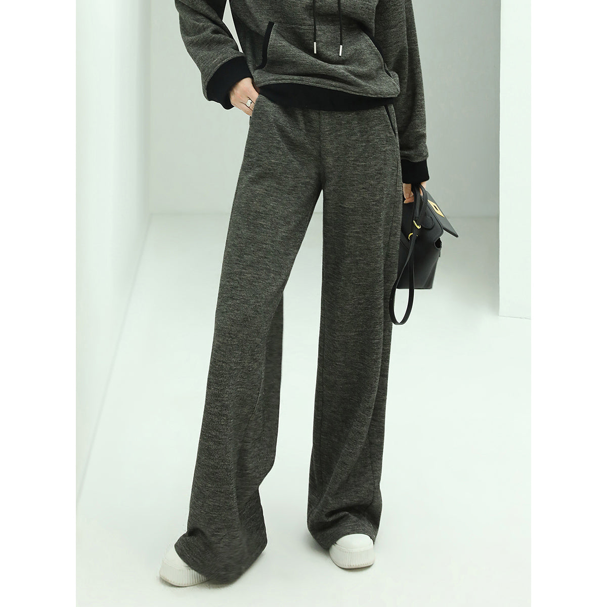 Casual Knitted Pants with Side Pockets in Charcoal-0