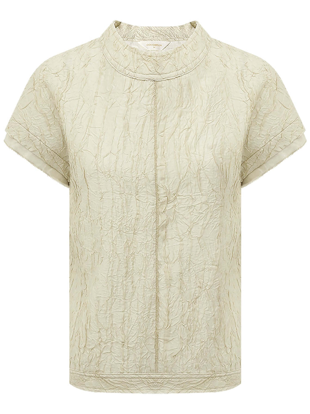 Champagne Satin Tee with Crumpled Texture-3
