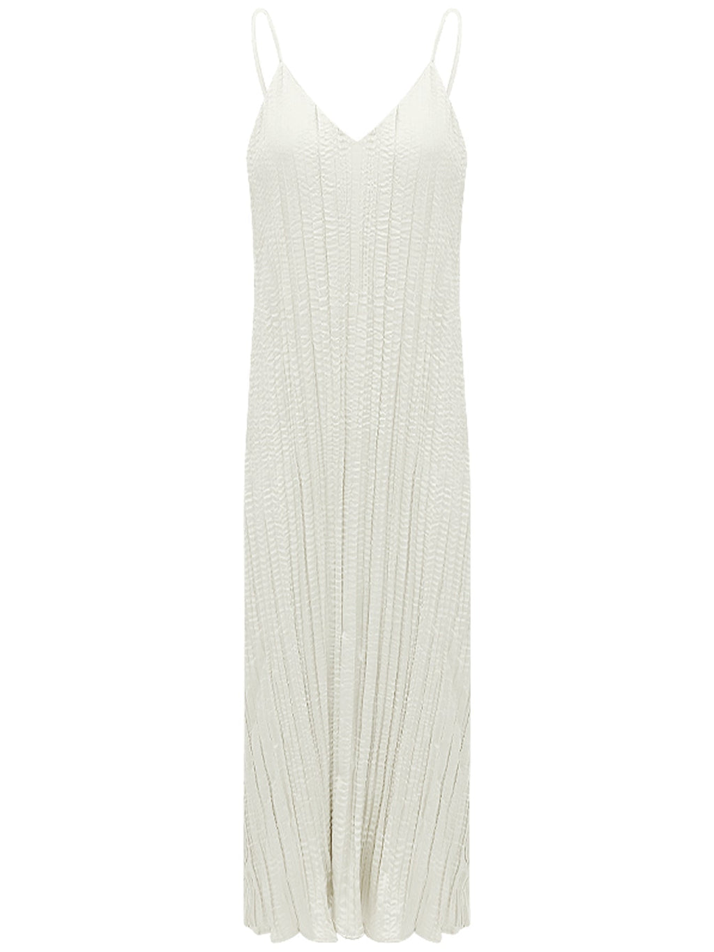 Chrevron Knitted Ivory French Slip Dress-3