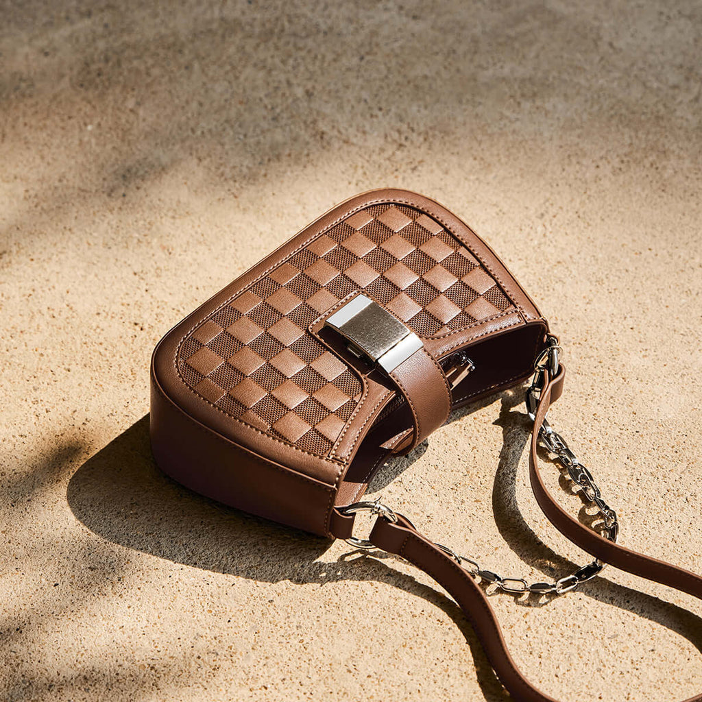 Christina Woven Leather Chained Shoulder Bag-2