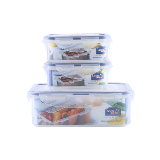 Classic 3pc Rectangular Blue Food Container Set 2.6L - Keep Your Food Fresh and Delicious-0