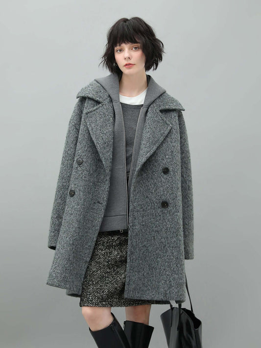 Classic Double-Breasted Napoleonic Grey Trench Coat-0