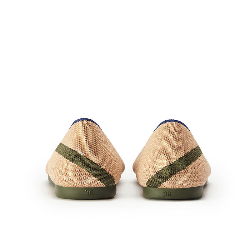 Comfortable Woven Striped Pointed Toe Flats-3