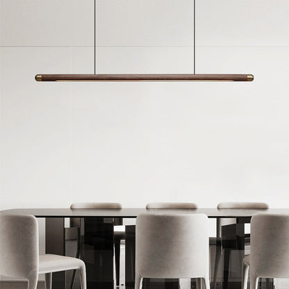 Contemporary Solid Wood and Brass Pendant Light-0
