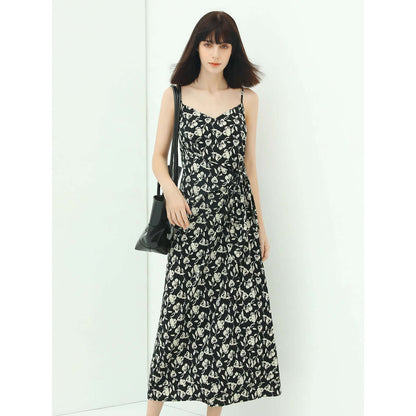 Dainty Floral Black Slip Dress-0