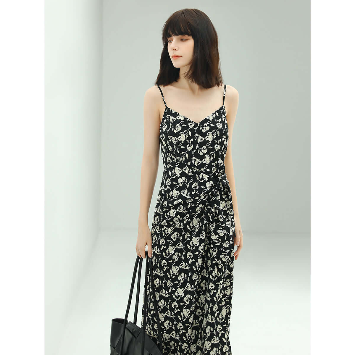 Dainty Floral Black Slip Dress-2