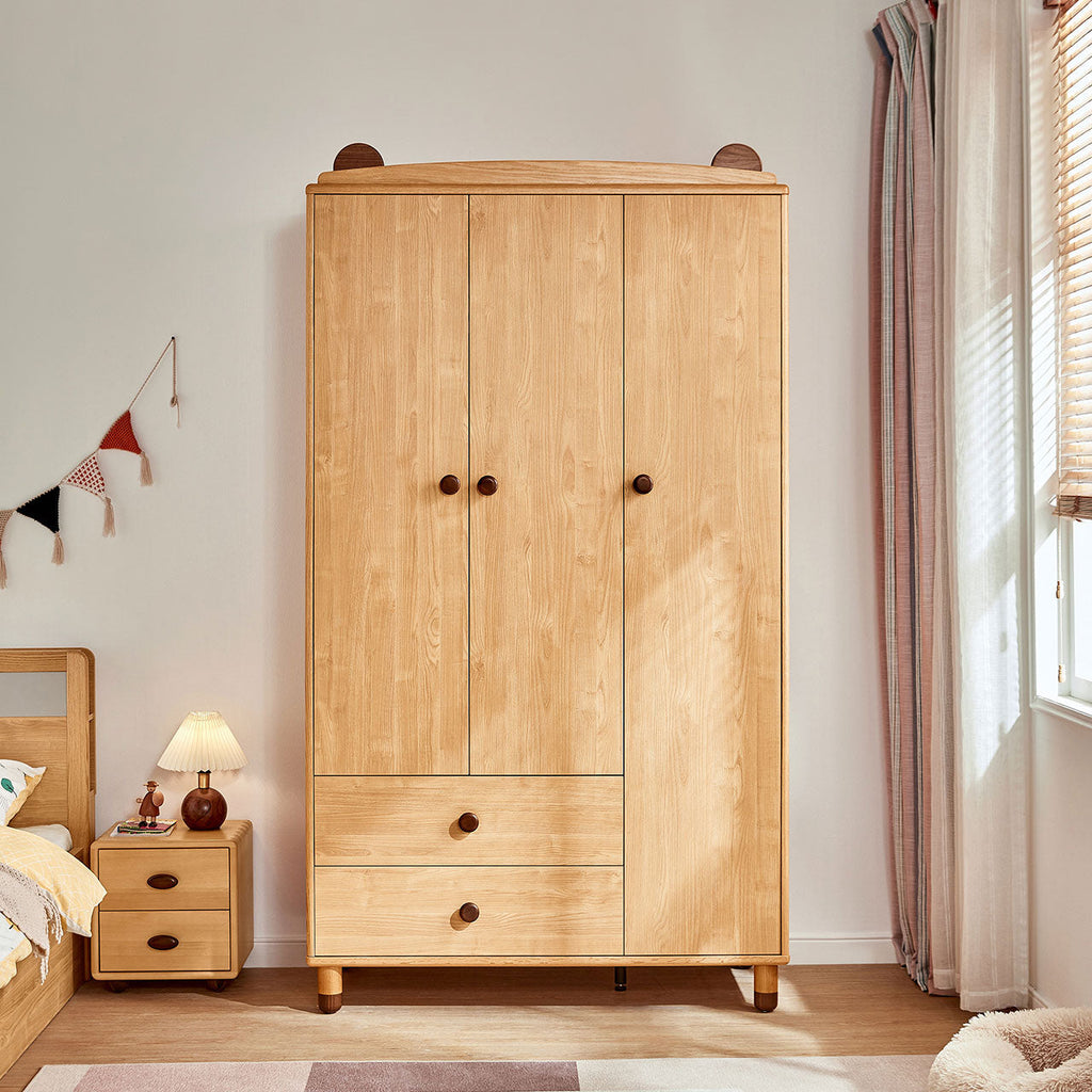 Dear Bear Kids Oak Wardrobe Closet-0