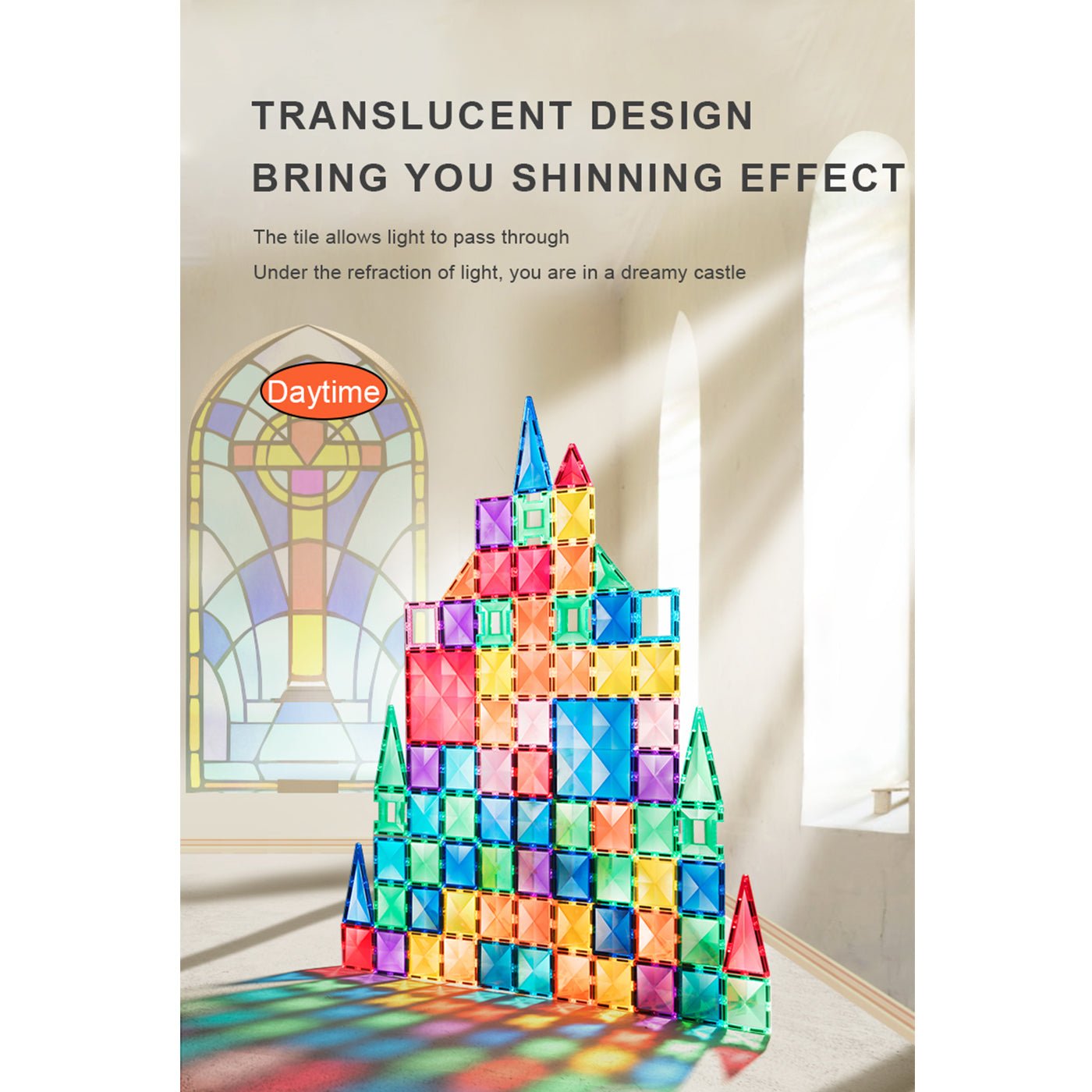 Distinctive Pack 100pcs Rainbow Magnetic Tiles-1