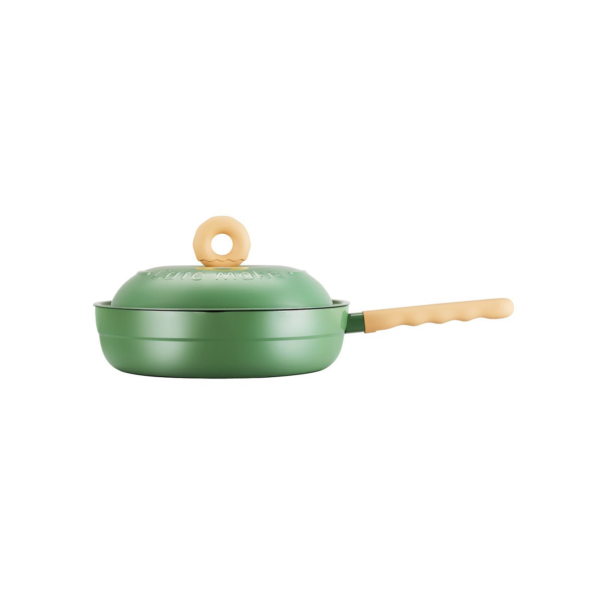 Donut Lightweight 28cm Green Non-stick Enamel-coated Frying Pan - A Dash of Girlish Delight-0