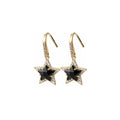 Double Stars Black Earrings-0
