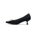 Elegant Rhinestone Bow Kitten Heels-0