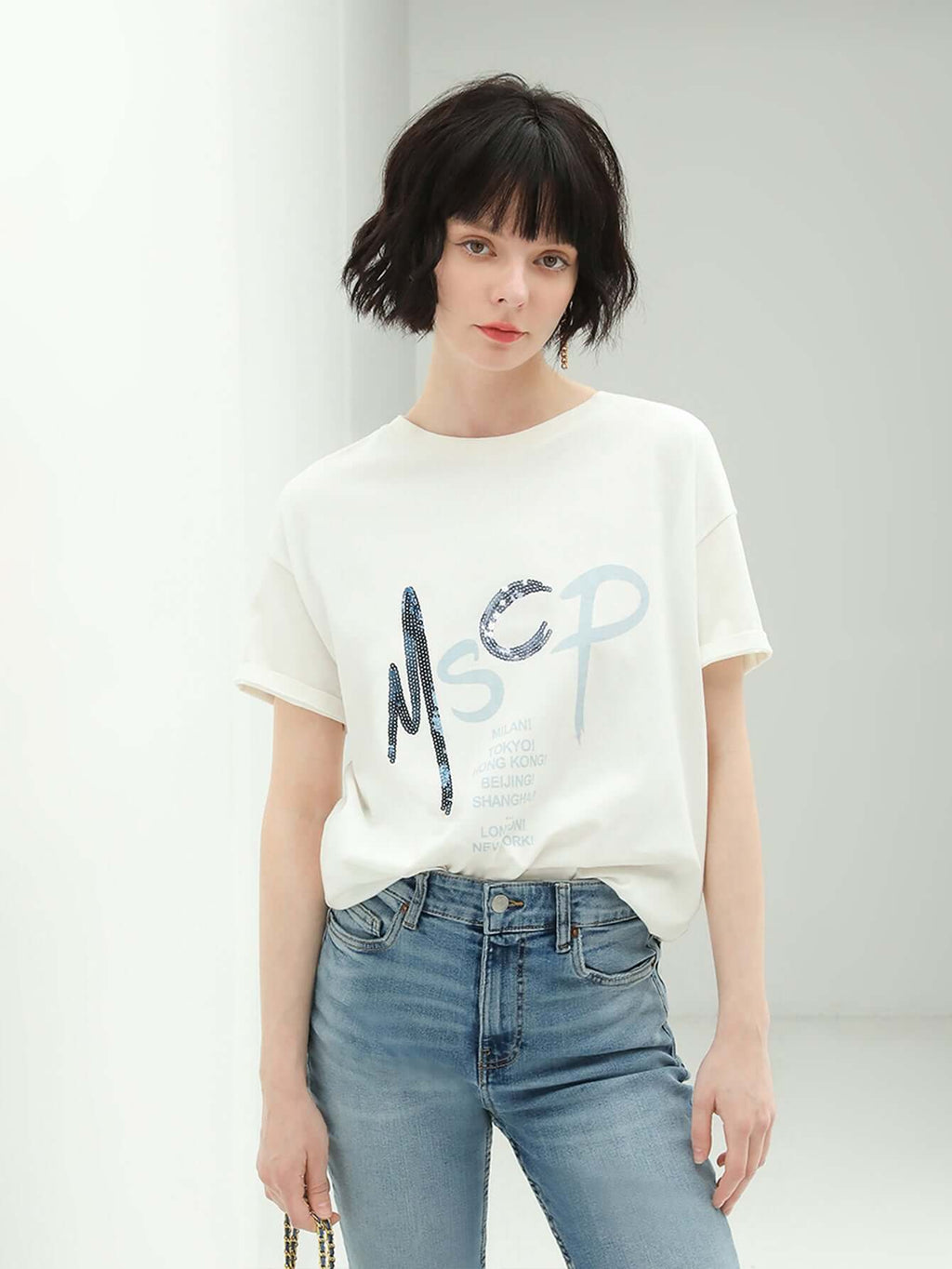 Embroidered White Short Sleeve MSCP-1