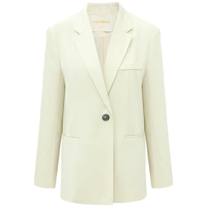 Femme Single Breasted Cream Blazer-3