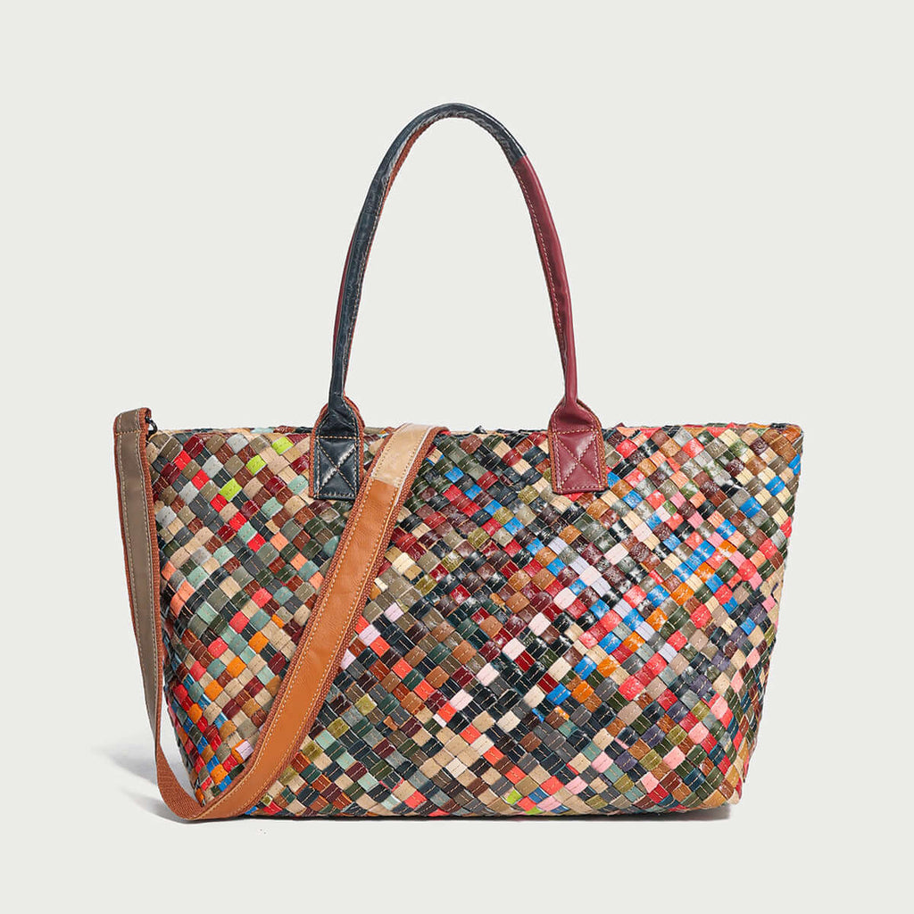 Flamboyant Woven Leather Tote Bag-0