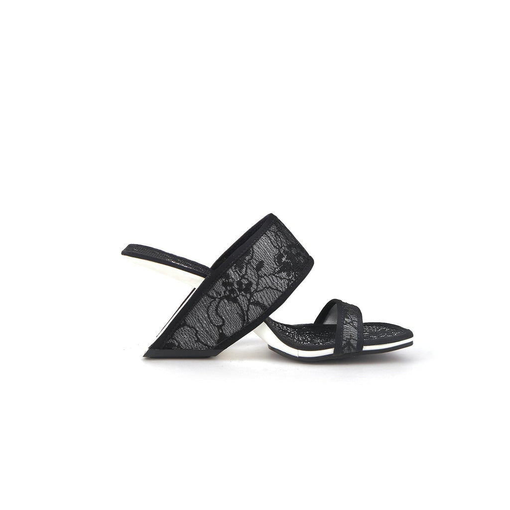 Floral Lace Square Toe Mules-2
