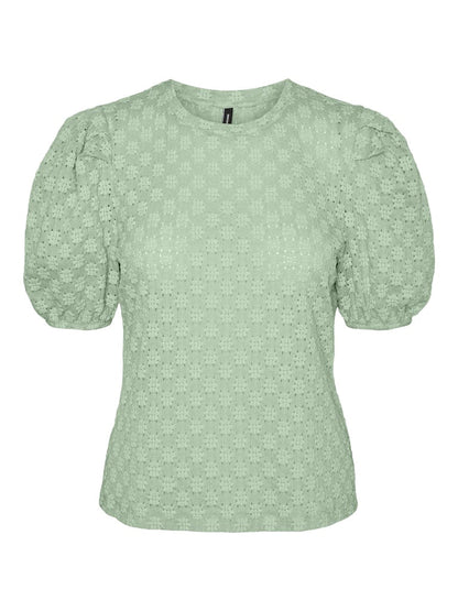 FLOWER SS PUFF SLEEVE TOP