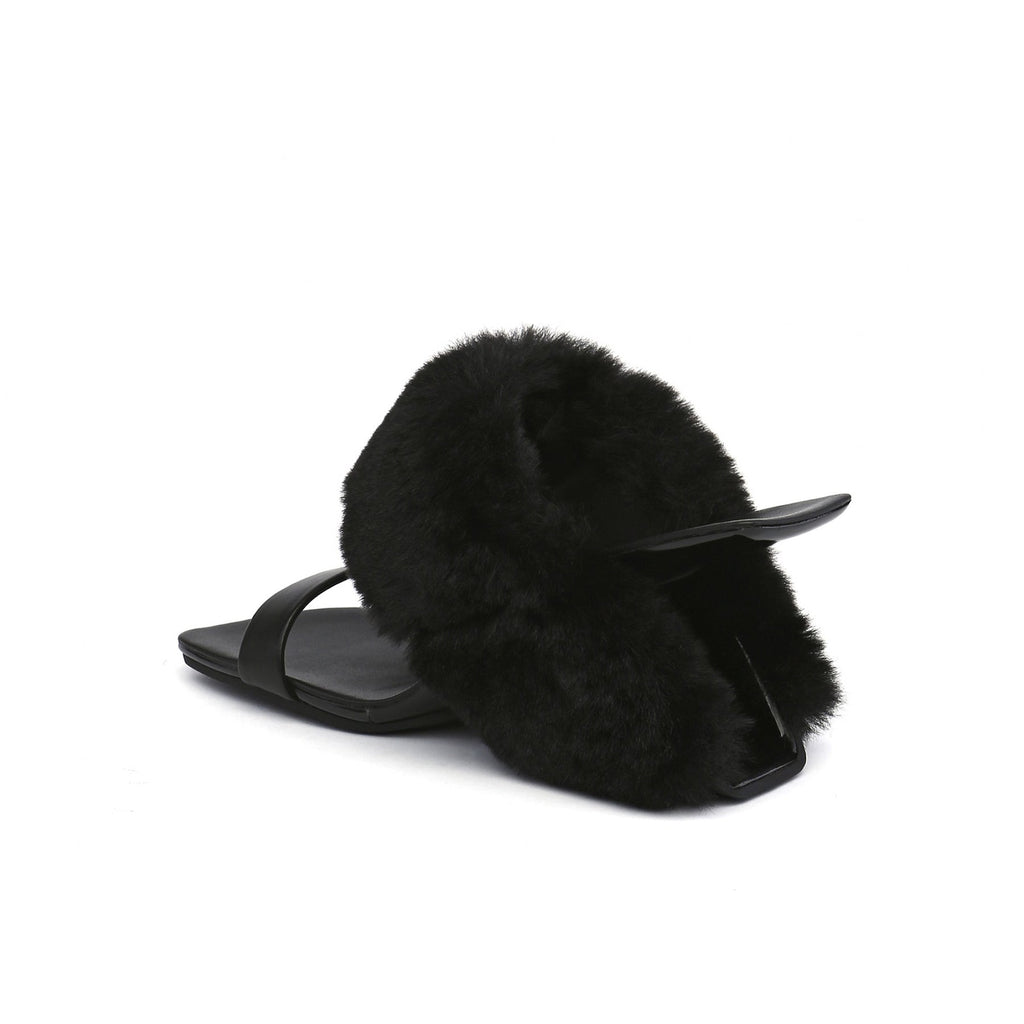 Fluffy Faux Fur Wedge Mules-2