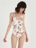 Front Clasp Floral One Piece with Back Cut Outs-0